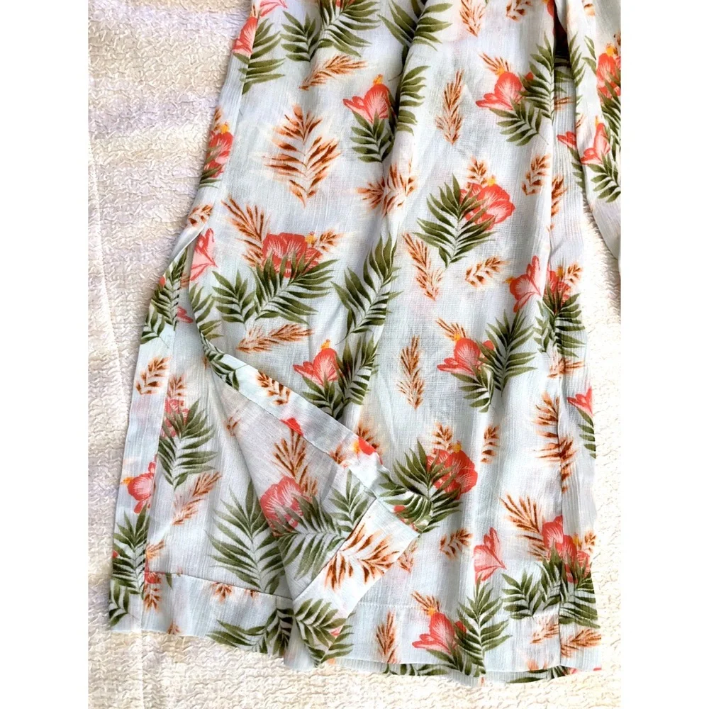 Boho Floral Print Elastic Waistband Wide Leg Crop Palazzo Pant XS-S. - Picture 4 of 7